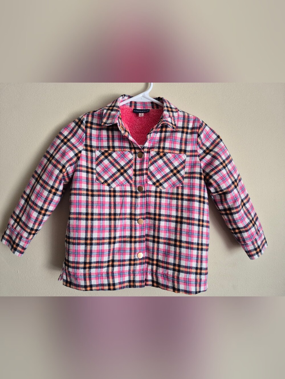 Andy & Evan Girls Size 5 Plaid Fleece-Lined Shirt Jacket